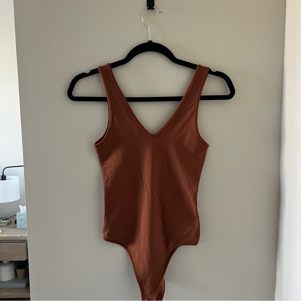 Abercrombie & Fitch Brown Bodysuit with Textured Fabric